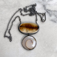 Dendritic Agate and Fossilized Shell Necklace
